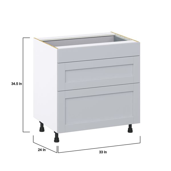 Hugo&Borg Charlesberg 33 x 34.5 x 24.88-in Light Grey Drawer Base Semi-Custom Cabinet