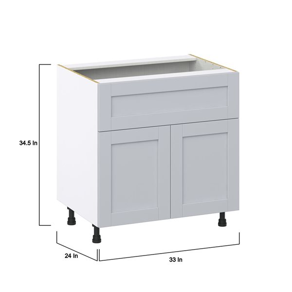 Hugo&Borg Charlesberg 33 x 34.5 x 24.88-in Light Grey Door and Drawer Base Semi-Custom Cabinet