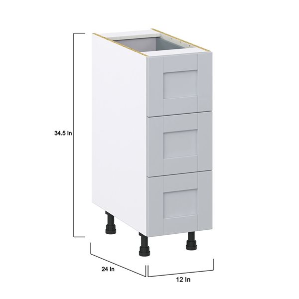 Hugo&Borg Charlesberg 12 x 34.5 x 24.88-in Light Grey Drawer Base Semi-Custom Cabinet