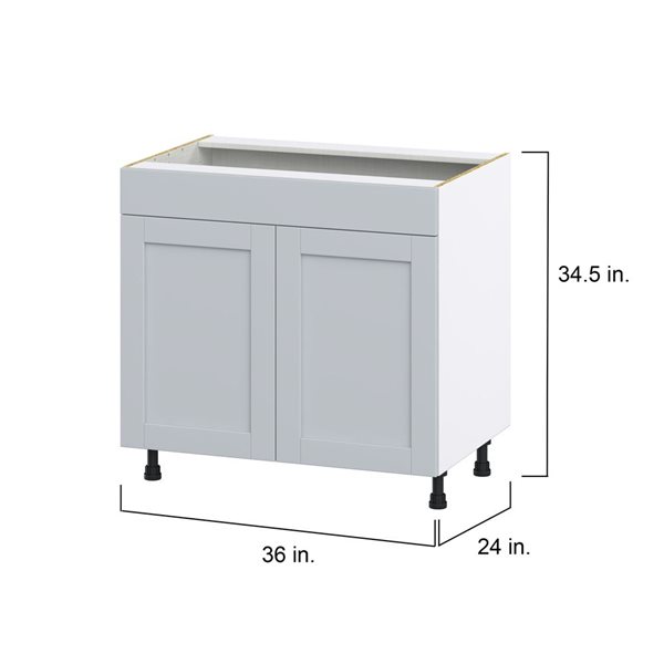 Hugo&Borg Charlesberg 36 x 34.5 x 24.88-in Light Grey Sink Base Semi-Custom Cabinet