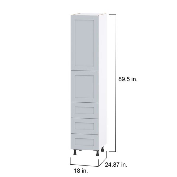 Hugo&Borg Charlesberg 18 x 89.5 x 24.88-in Light Grey Door and Drawer Pantry Semi-Custom Cabinet