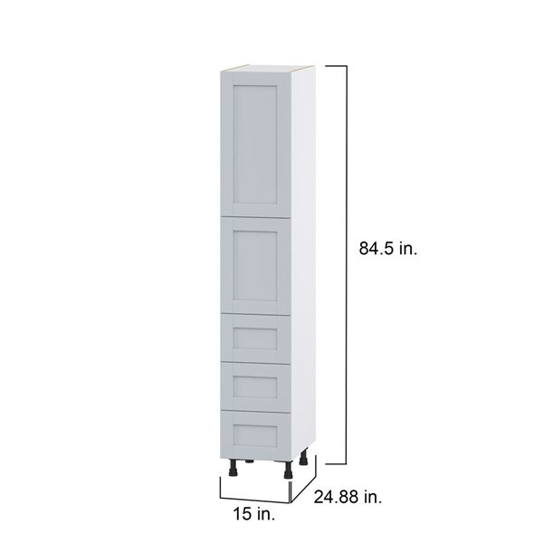 Hugo&Borg Charlesberg 15 x 84.5 x 24.88-in Light Grey Door and Drawer Pantry Semi-Custom Cabinet