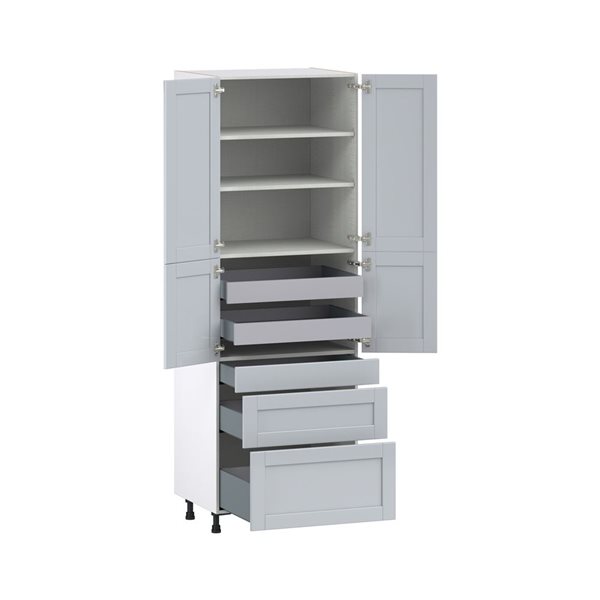 Hugo&Borg Charlesberg 30 x 89.5 x 24.88-in Light Grey Door and Drawer Pantry Semi-Custom Cabinet