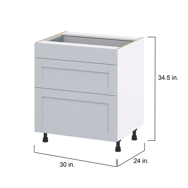 Hugo&Borg Charlesberg 30 x 34.5 x 24.88-in Light Grey Drawer Base Semi-Custom Cabinet