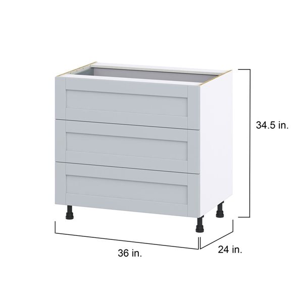 Hugo&Borg Charlesberg 36 x 34.5 x 24.88-in Light Grey Drawer Base Semi-Custom Cabinet