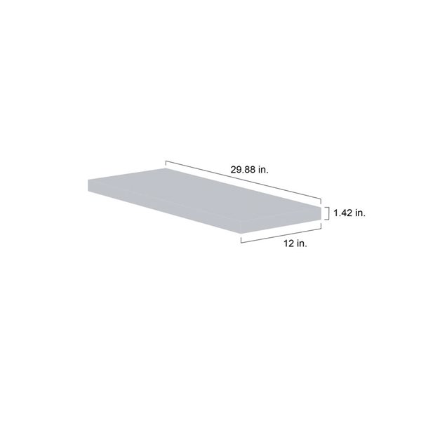 Hugo&Borg Charlesberg 30 x 1.5 x 12-in Light Grey Floating Shelf with Mounting Bracket