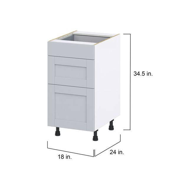 Hugo&Borg Charlesberg 18 x 34.5 x 24.88-in Light Grey Drawer Base Semi-Custom Cabinet