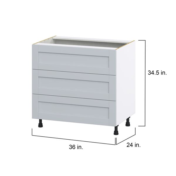 Hugo&Borg Charlesberg 36 x 34.5 x 24.88-in Light Grey Drawer Base Semi-Custom Cabinet