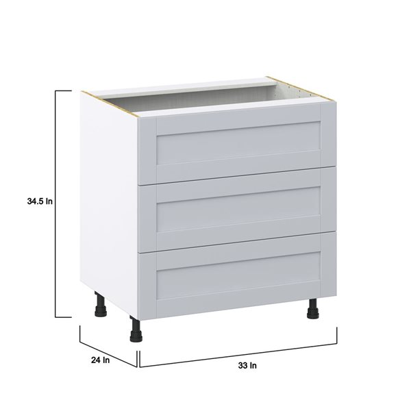 Hugo&Borg Charlesberg 33 x 34.5 x 24.88-in Light Grey Drawer Base Semi-Custom Cabinet