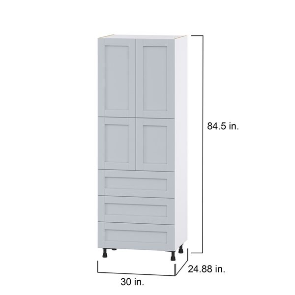 Hugo&Borg Charlesberg 30 x 84.5 x 24.88-in Light Grey Door and Drawer Pantry Semi-Custom Cabinet