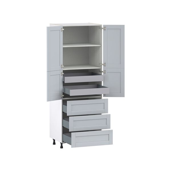 Hugo&Borg Charlesberg 30 x 84.5 x 24.88-in Light Grey Door and Drawer Pantry Semi-Custom Cabinet