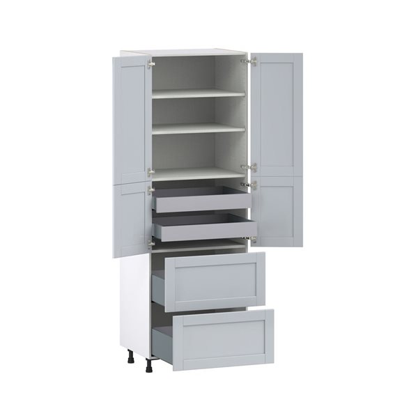 Hugo&Borg Charlesberg 30 x 89.5 x 24.88-in Light Grey Door and Drawer Pantry Semi-Custom Cabinet