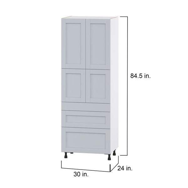 Hugo&Borg Charlesberg 30 x 84.5 x 24.88-in Light Grey Door and Drawer Pantry Semi-Custom Cabinet