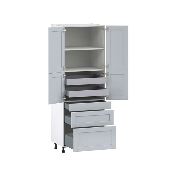 Hugo&Borg Charlesberg 30 x 84.5 x 24.88-in Light Grey Door and Drawer Pantry Semi-Custom Cabinet