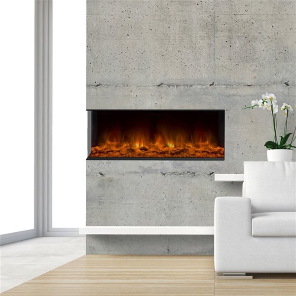 Dynasty Fireplaces 40.63-in Matte Black Fan-Forced Electric Fireplace