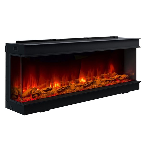 Dynasty Fireplaces 64.25-in Matte Black Fan-Forced Electric Fireplace