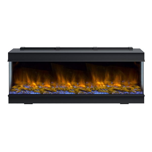 Dynasty Fireplaces 64.25-in Matte Black Fan-Forced Electric Fireplace