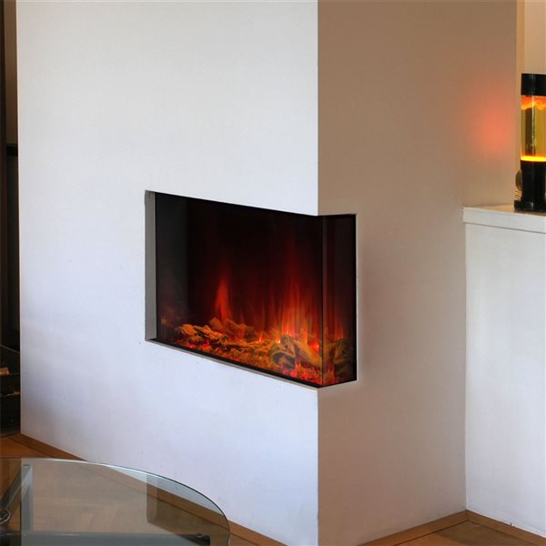 Dynasty Fireplaces 34.37-in Matte Black Fan-Forced Electric Fireplace