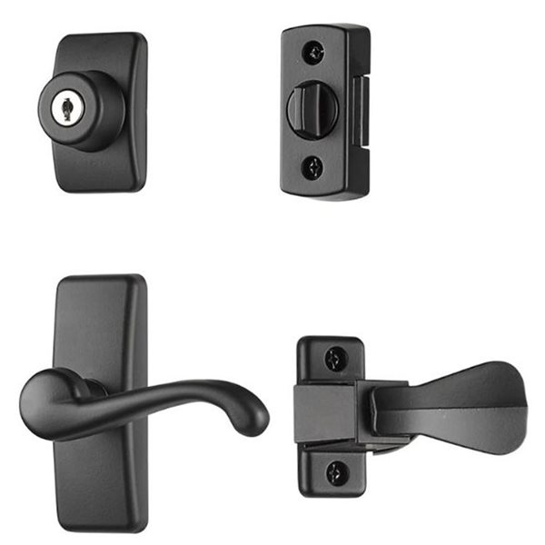 Ideal Security Matte Black Screen/Storm Door Matching Handleset