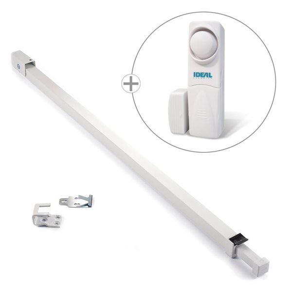 Ideal Security 25.75 to 47.5-in Adjustable Sliding Patio Door Security Bar and Contact Alarm Bundle