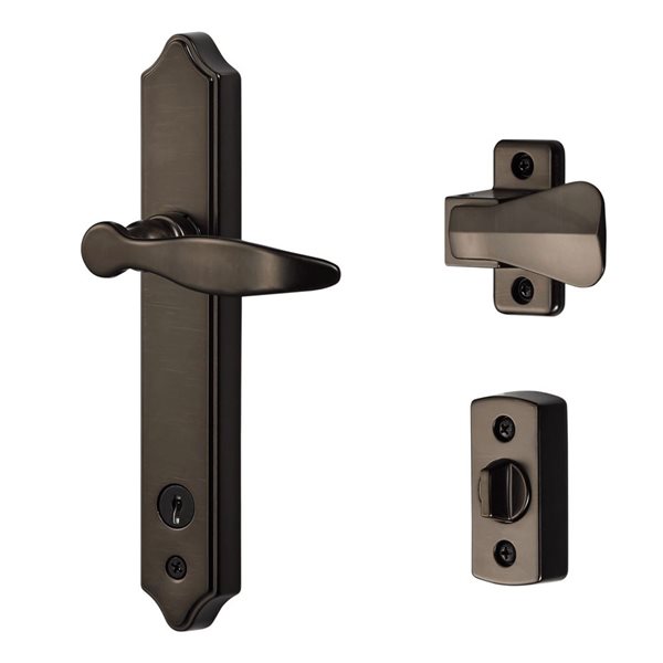 Poignée assortie pour porte-moustiquaire et contre-porte Ideal Security bronze huilé