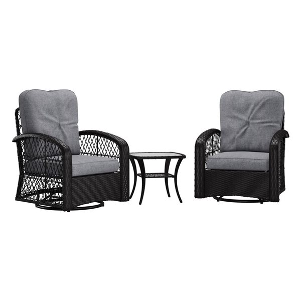 CorLiving Maybelle 3-Piece Swivel Patio Chairs Set with Grey