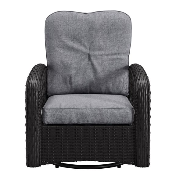 CorLiving Maybelle 3Piece Swivel Patio Chairs Set with Grey Cushions