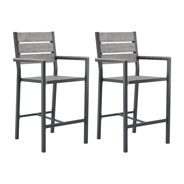 Ensemble de 2 chaises de bar d'extérieur CorLiving en aluminium et polymère