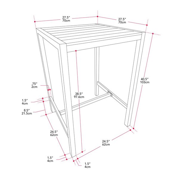 CorLiving Gallant Grey Aluminum and Polymer Outdoor Bar Table PMJ312T RONA