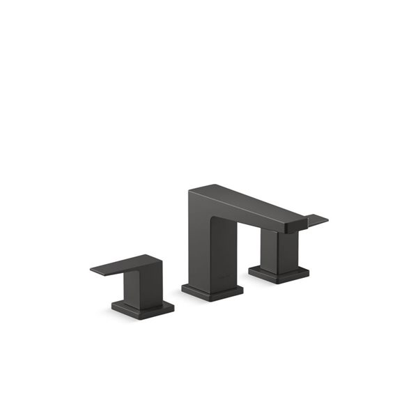 KOHLER Honesty Matte Black Two-Handle Widespread Bathroom Sink Faucet with Drain