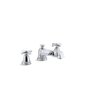 KOHLER Pinstripe Pure Polished Chrome Two-Handle Deck Mount Roman Bathtub Faucet