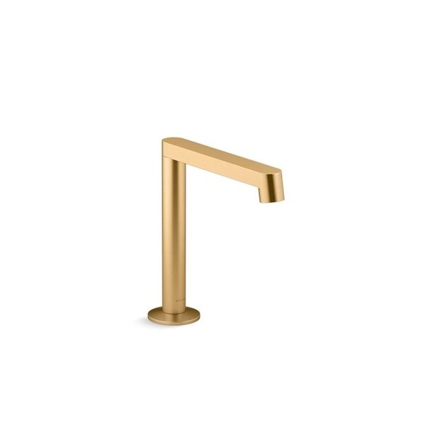 KOHLER Components Brushed Brass Widespread Square Bathroom Sink Faucet Row Pour with Drain
