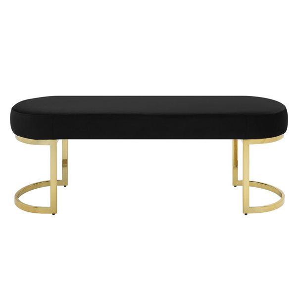 HomeTrend Betto Glam Black Polyester Oval Ottoman