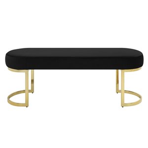 HomeTrend Betto Glam Black Polyester Oval Ottoman