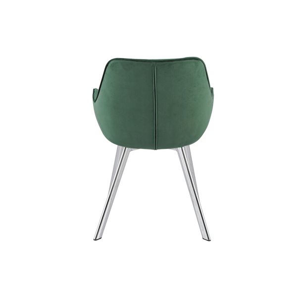 HomeTrend Ayami Contemporary Green Velvet Upholstered Chrome Metal Framed Arm Chair