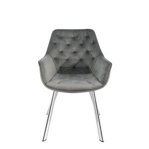 HomeTrend Ayami Contemporary Grey Velvet Upholstered Chrome Metal Framed Arm Chair