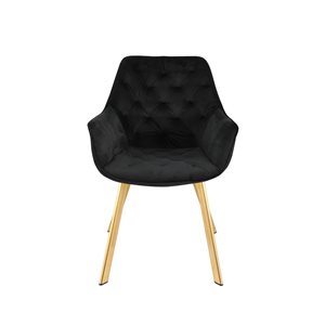 Fauteuil contemporain Ayami à armature métallique dorée HomeTrend et siège rembourré en velours noir