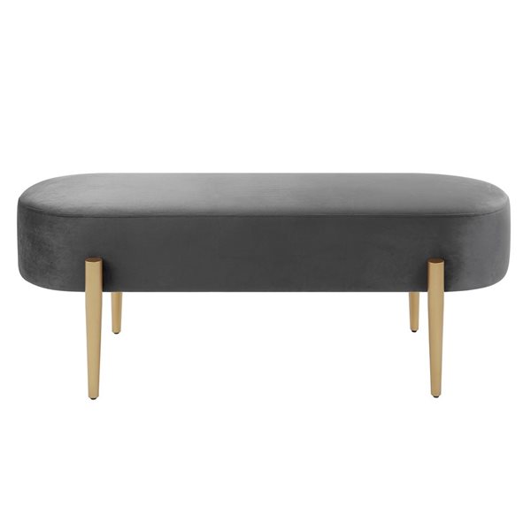 HomeTrend Cara Glam Grey Polyester Oval Ottoman