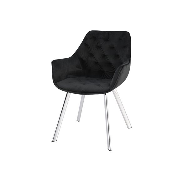 HomeTrend Ayami Contemporary Black Velvet Upholstered Chrome Metal Framed Arm Chair