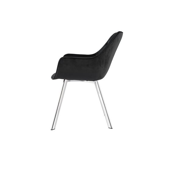 HomeTrend Ayami Contemporary Black Velvet Upholstered Chrome Metal Framed Arm Chair