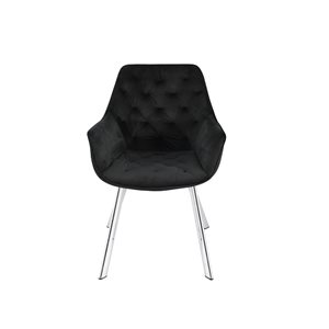 Fauteuil contemporain Ayami à armature métallique chromée HomeTrend et siège rembourré en velours noir