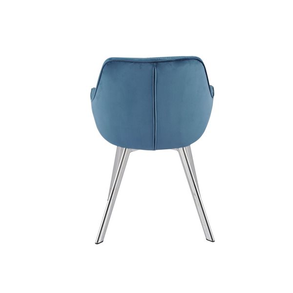 HomeTrend Ayami Contemporary Blue Velvet Upholstered Chrome Metal Framed Arm Chair