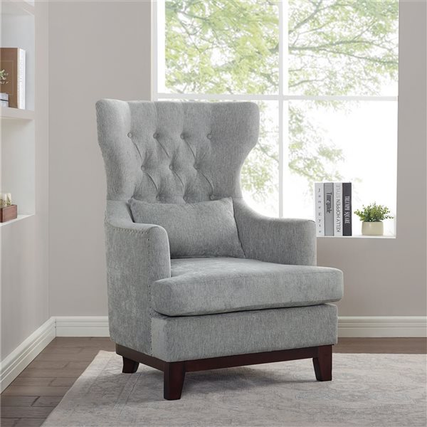 HomeTrend Adriano Midcentury Light Grey Polyester Accent Chair