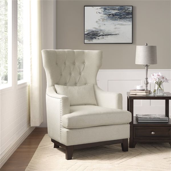 HomeTrend Adriano Midcentury Beige Polyester Accent Chair