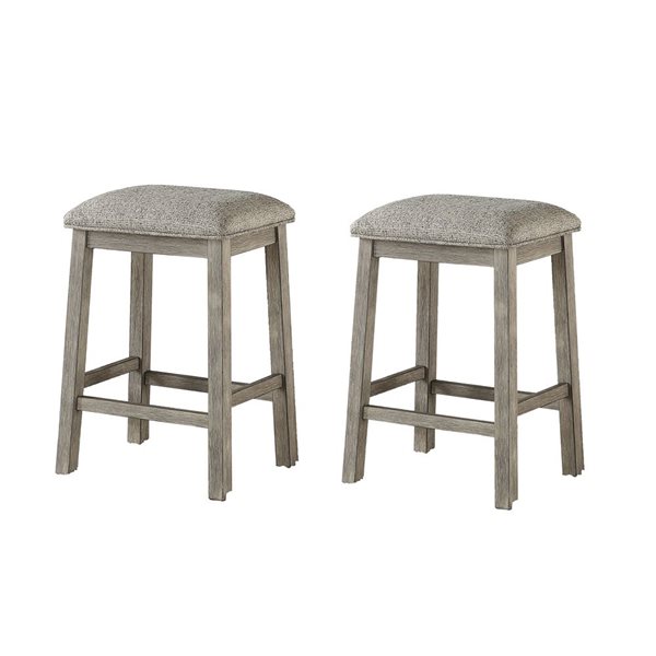 HomeTrend Palmer Grey Counter Height (22 to 26 in) 2 Upholstered Bar Stool Set