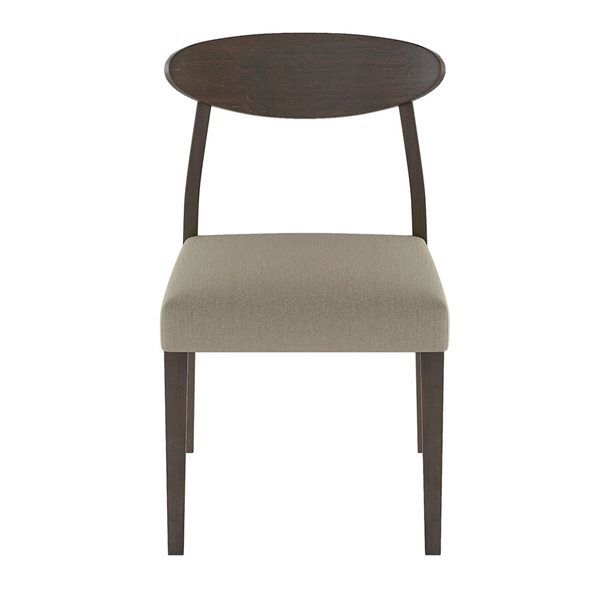 Ensemble de 2 chaises en bois expresso Beane contemporaine d'HomeTrend et siège rembourré en polyester gris-beige