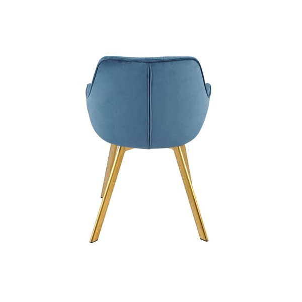 Fauteuil contemporain Ayami à armature métallique dorée HomeTrend et siège rembourré en velours bleu