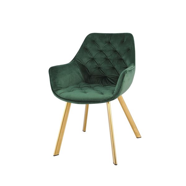 HomeTrend Ayami Contemporary Green Velvet Upholstered Gold Metal Framed Arm Chair