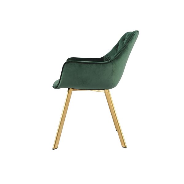 HomeTrend Ayami Contemporary Green Velvet Upholstered Gold Metal Framed Arm Chair