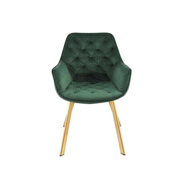 Fauteuil contemporain Ayami à armature métallique dorée HomeTrend et siège rembourré en velours vert